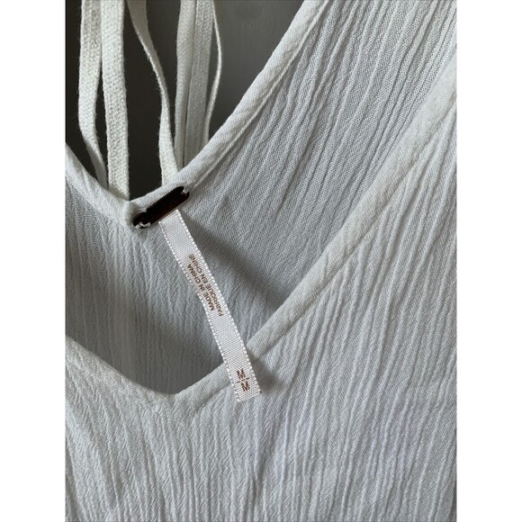 Free People Dress white a-line medium sleeveless tiered back tie crochet waist - Picture 5 of 14